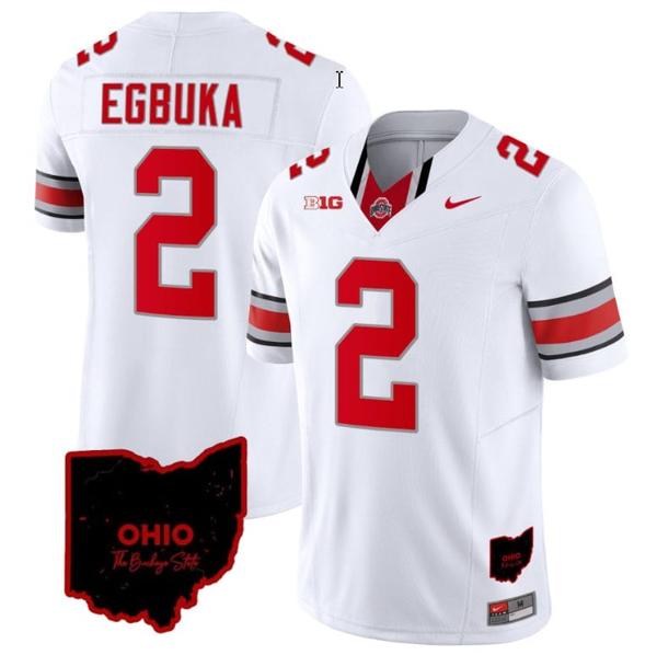 Nike Men's Emeka Egbuka Jersey #2 Ohio State Buckeyes College Football Stitched Vapor Limited Ohio Patch White