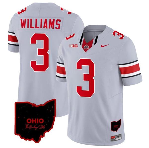 Nike Men's Miyan Williams Jersey #3 Ohio State Buckeyes College Football Stitched Vapor Limited Ohio Patch Gray