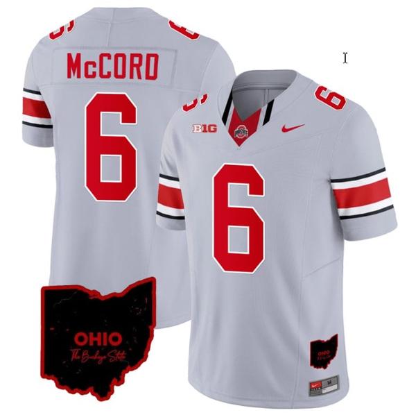 Nike Men's Kyle Mccord Jersey #6 Ohio State Buckeyes College Football Stitched Vapor Limited Ohio Patch Gray