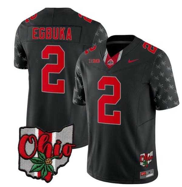 Nike Men's Ohio State Buckeyes Emeka Egbuka Jersey #2 College Football Stitched Alternate 2023 Black Limited