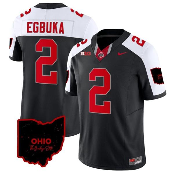 Nike Men's Emeka Egbuka Jersey #2 Ohio State Buckeyes College Football Stitched Vapor Limited Ohio Patch Black Alternate