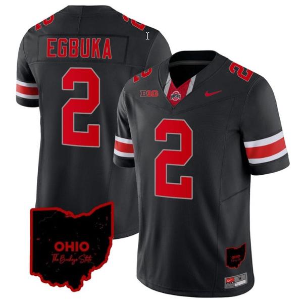 Nike Men's Emeka Egbuka Jersey #2 Ohio State Buckeyes College Football Stitched Vapor Limited Ohio Patch Black