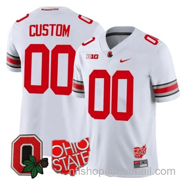 Nike Men's Custom Ohio State Buckeyes Jersey Name and Number College Football Stitched Logo Patch White