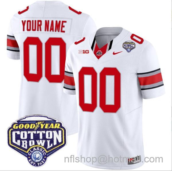 Nike Men's Custom Ohio State Buckeyes Jersey Name and Number Cotton Bowl Patch Vapor Football White