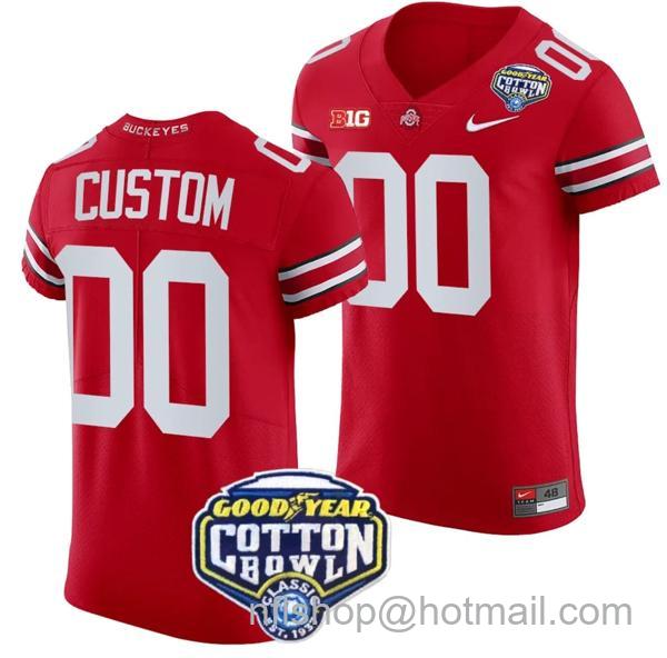 Nike Men's Custom Ohio State Buckeyes Jersey Name and Number Cotton Bowl Patch 2023 Football Scarlet