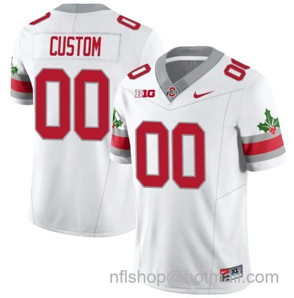 Nike Men's Custom Ohio State Buckeyes Jersey Name and Number Football Stitched Style 2 White