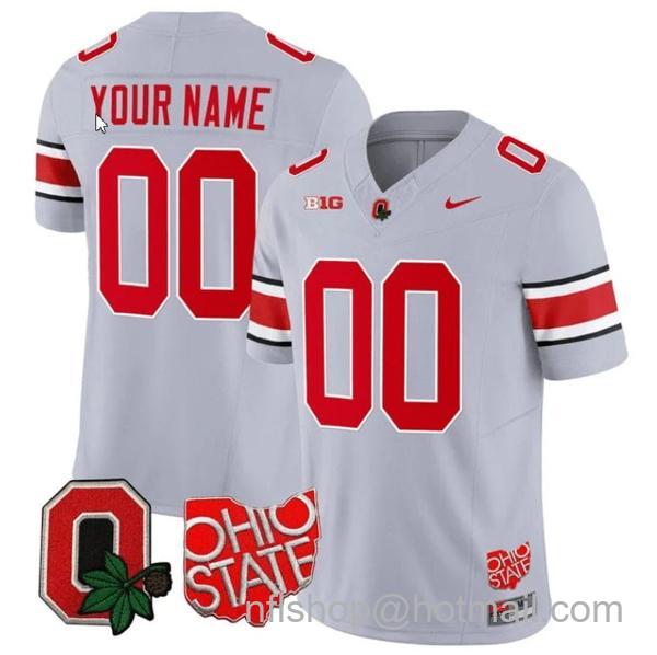 Nike Men's Custom Ohio State Buckeyes Jersey Name and Number College Football Stitched Logo Patch Gray