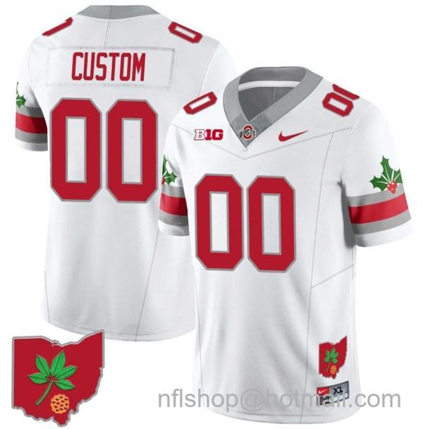 Nike Men's Custom Ohio State Buckeyes Jersey Name and Number Football Stitched Ohio Map Style 2 White