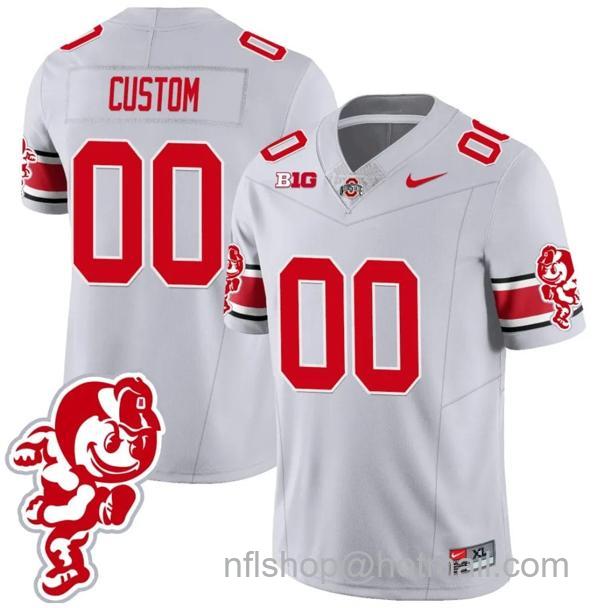 Nike Men's Custom Ohio State Buckeyes Jersey Name and Number Football Stitched Brutus Buckeye Patch Style 1 Gray