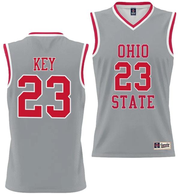 GameDay Greats Men's Zed Key Jersey #23 Ohio State Buckeyes College Basketball Lightweight Gray