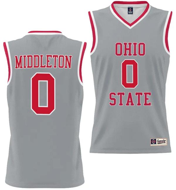 GameDay Greats Men's Scotty Middleton Jersey #0 Ohio State Buckeyes College Basketball Lightweight Gray