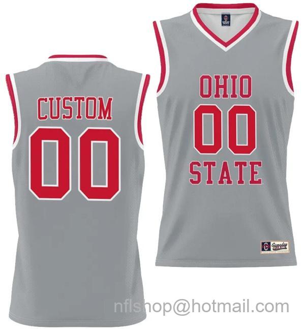 GameDay Greats Men's Custom Ohio State Buckeyes Jersey Name and Number College Basketball Lightweight Gray