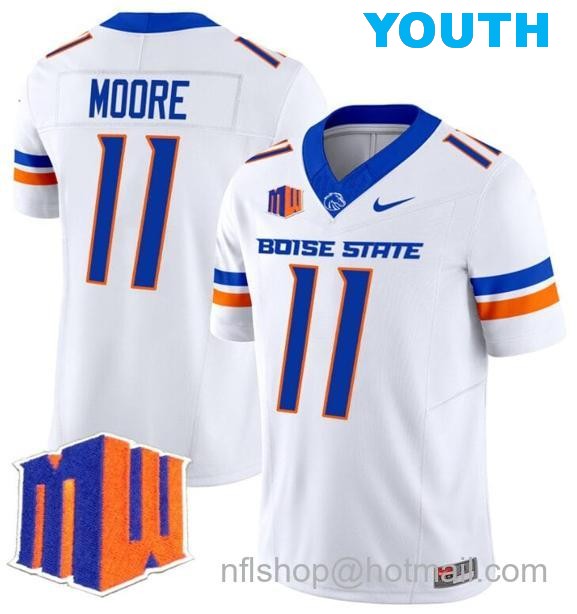 Youth Men's Kellen Moore Jersey #11 Boise State Broncos 2024 F.U.S.E. Vapor Limited College Football Stitched White3232