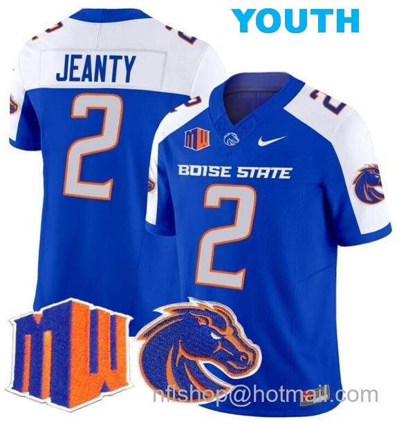 Youth Men's Ashton Jeanty Jersey #2 Boise State Broncos 2024 F.U.S.E. Vapor Limited College Football Stitched Royal Alternate44