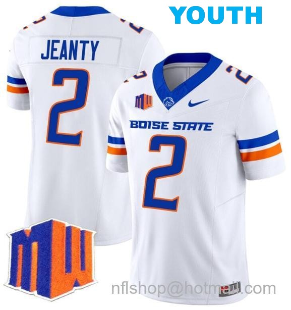 Youth Men's Ashton Jeanty Jersey #2 Boise State Broncos 2024 F.U.S.E. Vapor Limited College Football Stitched White66