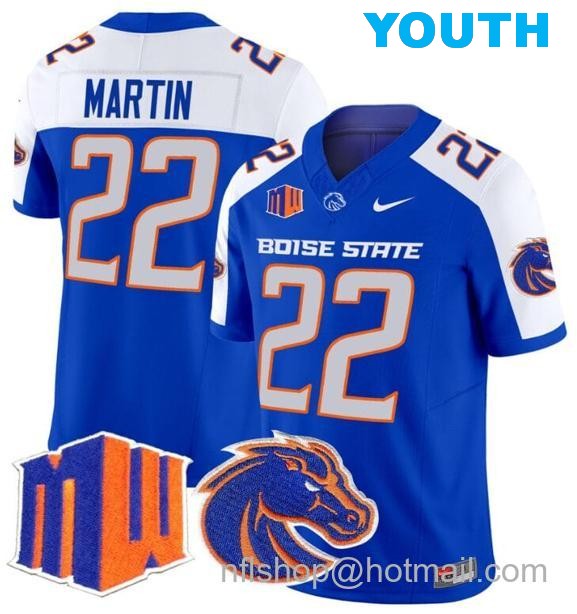 Youth Men's Doug Martin Jersey #22 Boise State Broncos 2024 F.U.S.E. Vapor Limited College Football Stitched Royal Alternate2626