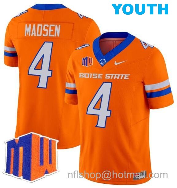 Youth Men's Maddux Madsen Jersey #4 Boise State Broncos 2024 F.U.S.E. Vapor Limited College Football Stitched Orange3535