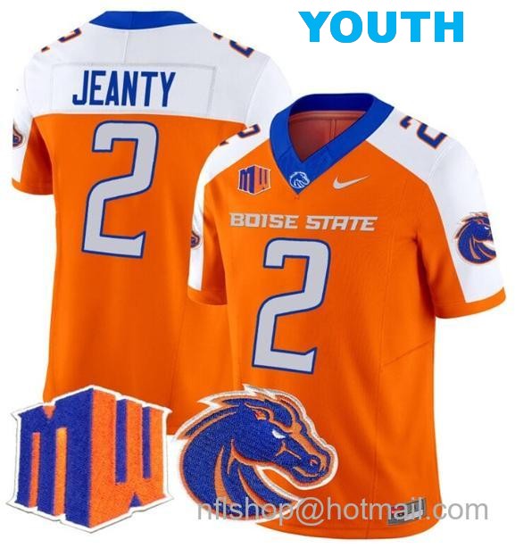 Youth Men's Ashton Jeanty Jersey #2 Boise State Broncos 2024 F.U.S.E. Vapor Limited College Football Stitched Orange Alternate22