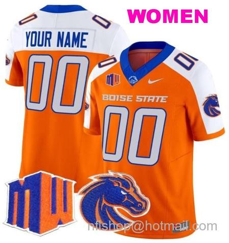 Women's Men's Custom Boise State Broncos Jersey Name and Number 2024 F.U.S.E. Vapor Limited College Football Stitched Orange Alternate1818