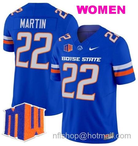 Women's Men's Doug Martin Jersey #22 Boise State Broncos 2024 F.U.S.E. Vapor Limited College Football Stitched Royal2727