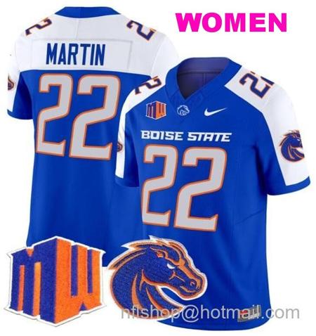 Women's Men's Doug Martin Jersey #22 Boise State Broncos 2024 F.U.S.E. Vapor Limited College Football Stitched Royal Alternate2626