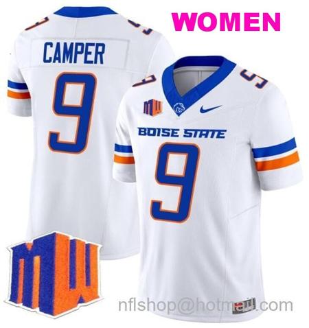 Women's Men's Cameron Camper Jersey #9 Boise State Broncos 2024 F.U.S.E. Vapor Limited College Football Stitched White1616