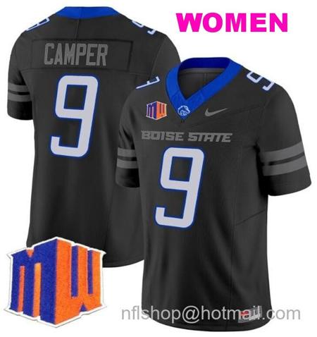 Women's Men's Cameron Camper Jersey #9 Boise State Broncos 2024 F.U.S.E. Vapor Limited College Football Stitched Black1111