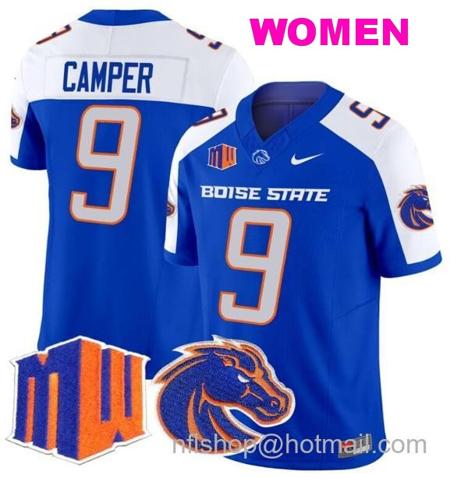 Women's Men's Cameron Camper Jersey #9 Boise State Broncos 2024 F.U.S.E. Vapor Limited College Football Stitched Royal Alternate1414