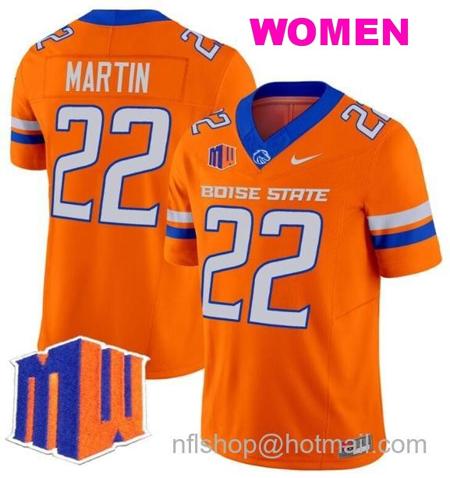 Women's Men's Doug Martin Jersey #22 Boise State Broncos 2024 F.U.S.E. Vapor Limited College Football Stitched Orange2525