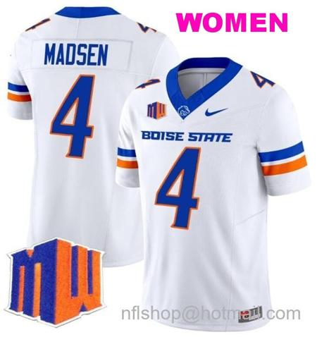 Women's Men's Maddux Madsen Jersey #4 Boise State Broncos 2024 F.U.S.E. Vapor Limited College Football Stitched White3838