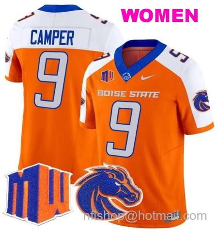 Women's Men's Cameron Camper Jersey #9 Boise State Broncos 2024 F.U.S.E. Vapor Limited College Football Stitched Orange Alternate1212