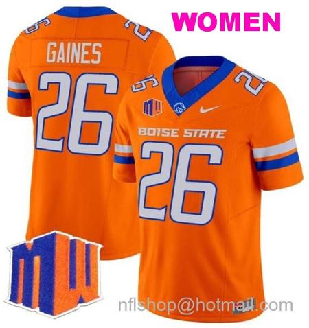 Women's Men's Sire Gaines Jersey #26 Boise State Broncos 2024 F.U.S.E. Vapor Limited College Football Stitched Orange4141