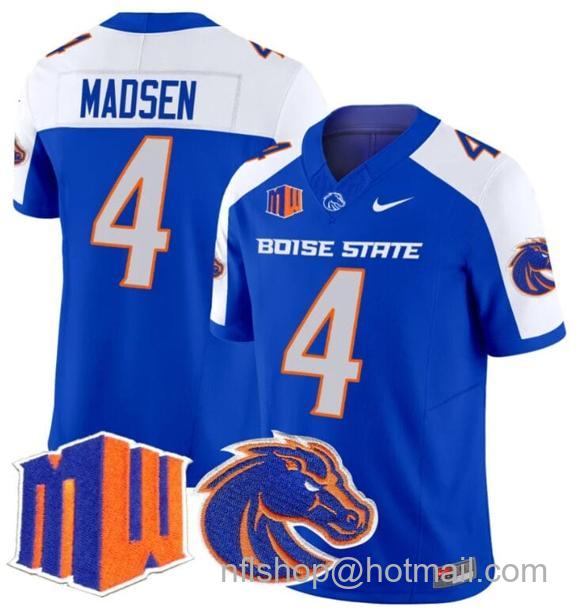 Men's Maddux Madsen Jersey #4 Boise State Broncos 2024 F.U.S.E. Vapor Limited College Football Stitched Royal Alternate36