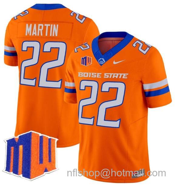 Men's Doug Martin Jersey #22 Boise State Broncos 2024 F.U.S.E. Vapor Limited College Football Stitched Orange25