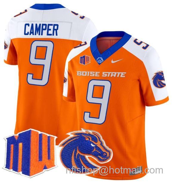 Men's Cameron Camper Jersey #9 Boise State Broncos 2024 F.U.S.E. Vapor Limited College Football Stitched Orange Alternate12