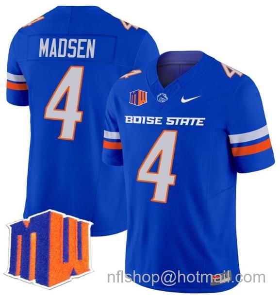 Men's Maddux Madsen Jersey #4 Boise State Broncos 2024 F.U.S.E. Vapor Limited College Football Stitched Royal37