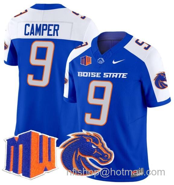 Men's Cameron Camper Jersey #9 Boise State Broncos 2024 F.U.S.E. Vapor Limited College Football Stitched Royal Alternate14