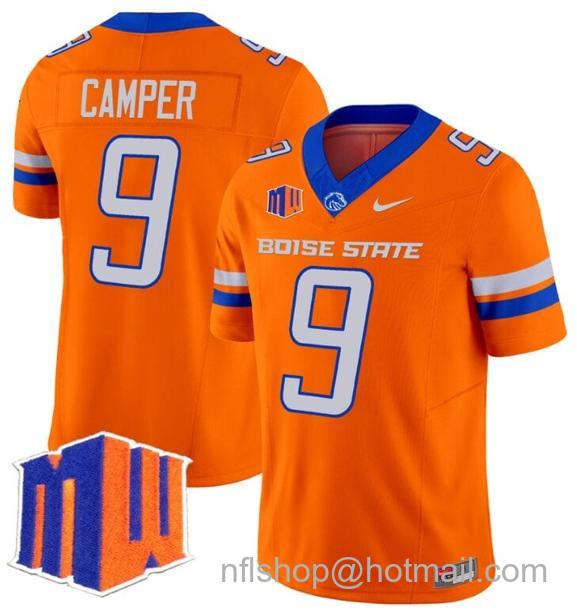 Men's Cameron Camper Jersey #9 Boise State Broncos 2024 F.U.S.E. Vapor Limited College Football Stitched Orange13