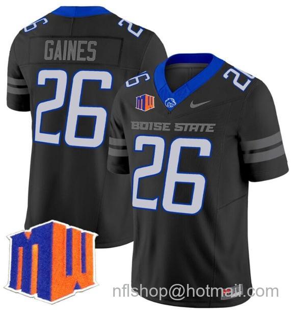 Men's Sire Gaines Jersey #26 Boise State Broncos 2024 F.U.S.E. Vapor Limited College Football Stitched Black39