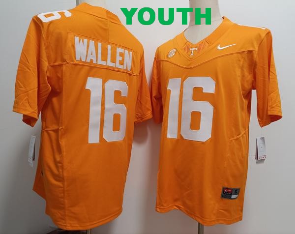 Youth Tennessee Volunteers #16 Morgan Wallen Yellow Vapor F.U.S.E. Limited College Stitched Jersey