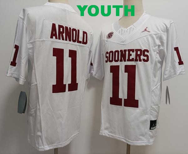 Youth Oklahoma Sooners #11 Jackson Arnold White F.U.S.E. College Stitched Jersey