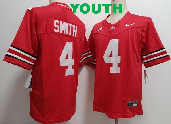 Youth Ohio State Buckeyes #4 Jeremiah Smith Red F.U.S.E. College Stitched Jersey