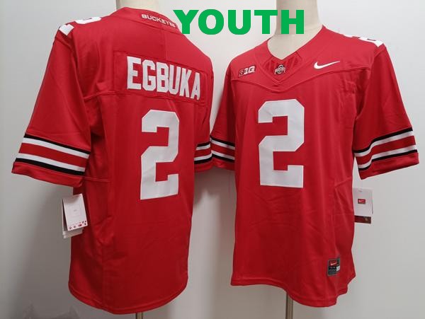 Youth Ohio State Buckeyes #2 Emeka Egbuka Red Vapor F.U.S.E. Limited College Stitched Jersey