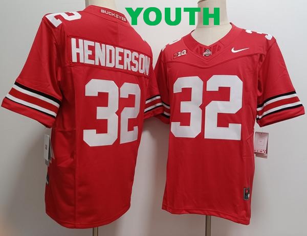 Youth Ohio State Buckeyes #32 TreVeyon Henderson Red Vapor F.U.S.E. Limited College Football Jersey