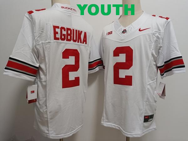 Youth Ohio State Buckeyes #2 Emeka Egbuka White F.U.S.E. College Stitched Jersey