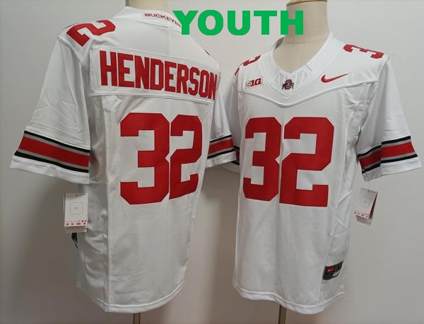 Youth Ohio State Buckeyes #32 TreVeyon Henderson White Vapor F.U.S.E. Limited College Football Jersey