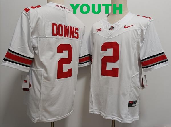 Youth Ohio State Buckeyes #2 Caleb Downs White Vapor F.U.S.E. Limited College Football Jersey