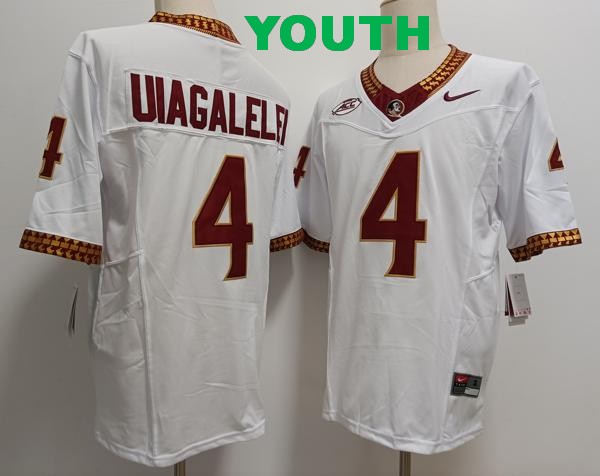 Youth Florida State Seminoles #4 DJ Uiagalelei White Vapor F.U.S.E. Limited College Stitched Jersey