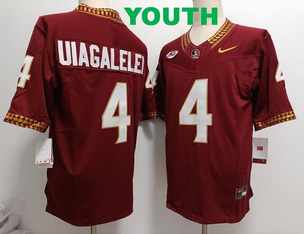 Youth Florida State Seminoles #4 DJ Uiagalelei Red Vapor F.U.S.E. Limited College Stitched Jersey