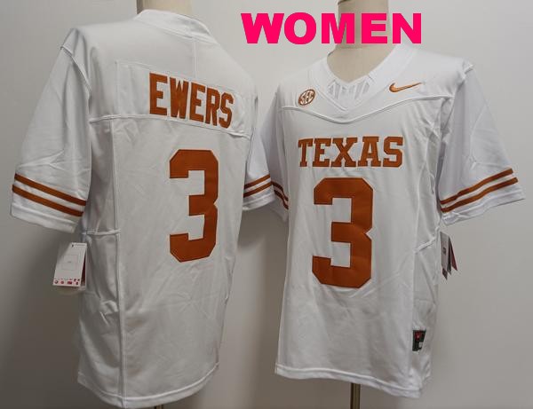 Women's Texas Longhorns #3 Quinn Ewers White Vapor F.U.S.E. Limited Stitched Jersey